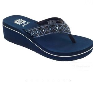 Yellow Box Achillas Platform Wedge Thong Sandal NEW Sz 9